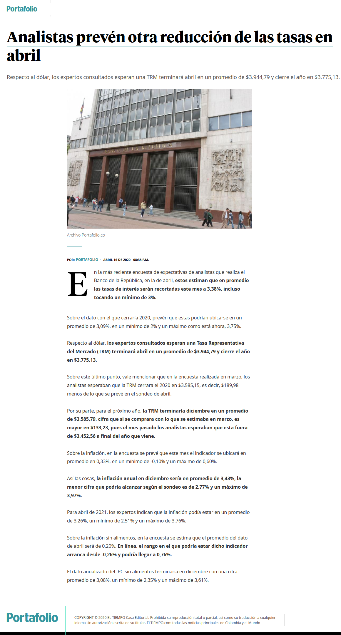 Analistas prevén otra reducción de las tasas en abril